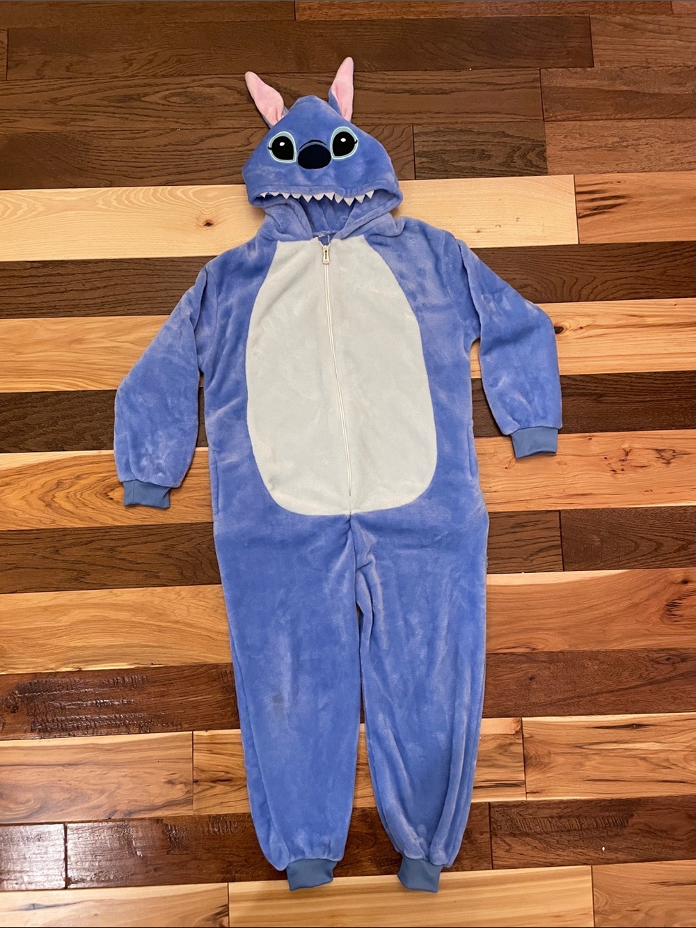 Blue Plush Character Hooded Kids One-Piece Bodysuit
